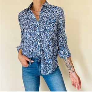 Vineyard vines blue floral cotton button up